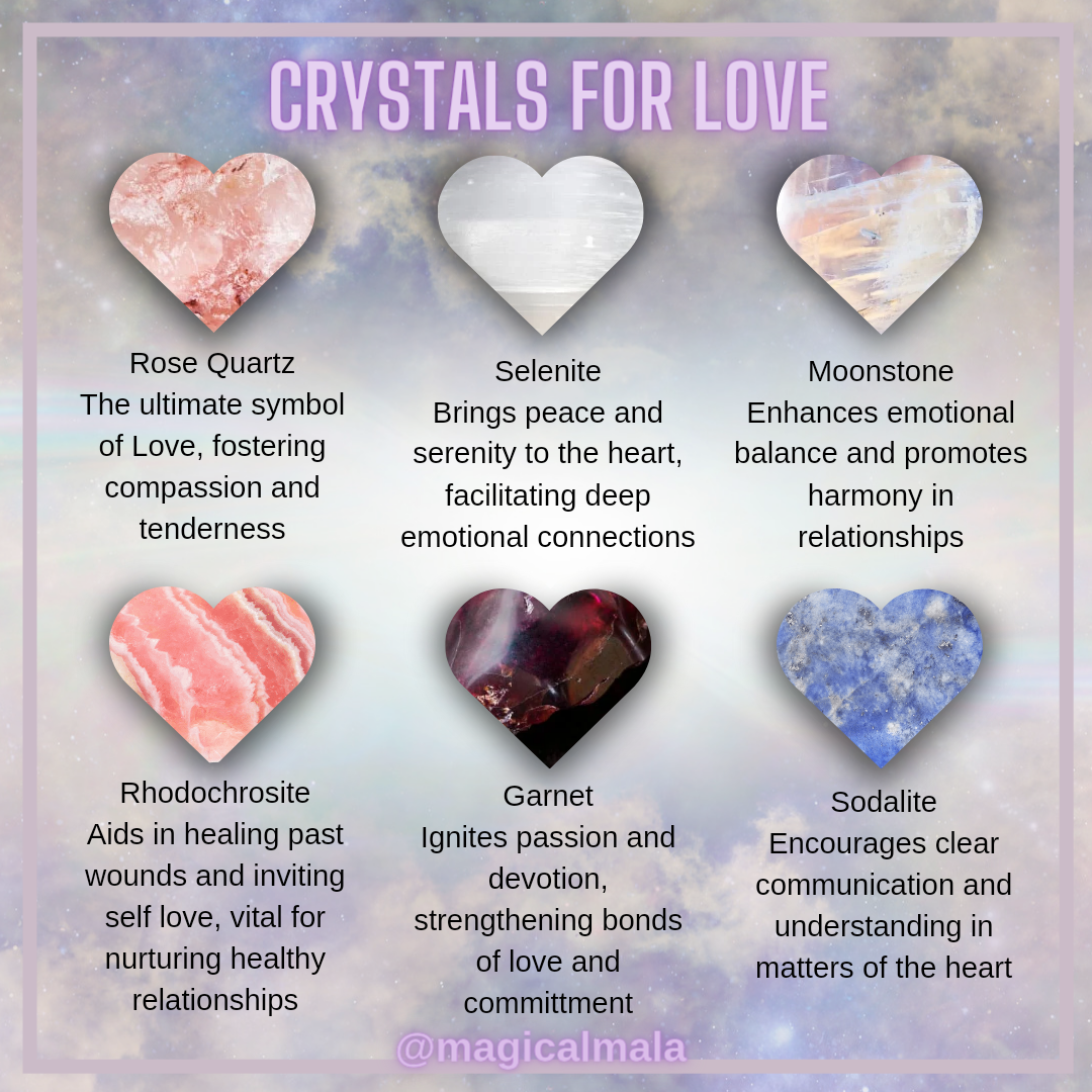 💖✨ Embrace love's energy with these top 6 crystals: Rose Quartz, Selenite, Moonstone, Rhodochrosite, Garnet, Sodalite. 💎