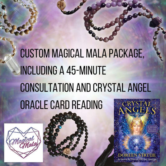 Custom Magical Mala, 45-minute consultation and Crystal Angel Oracle Card Reading Jewelry Magical Mala   