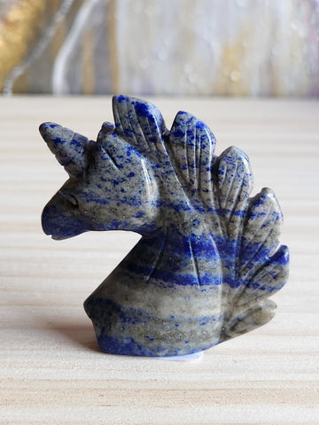 Lapis Lazuli Hand Carved Unicorn - Magical Mala Gemstone Magical Mala   