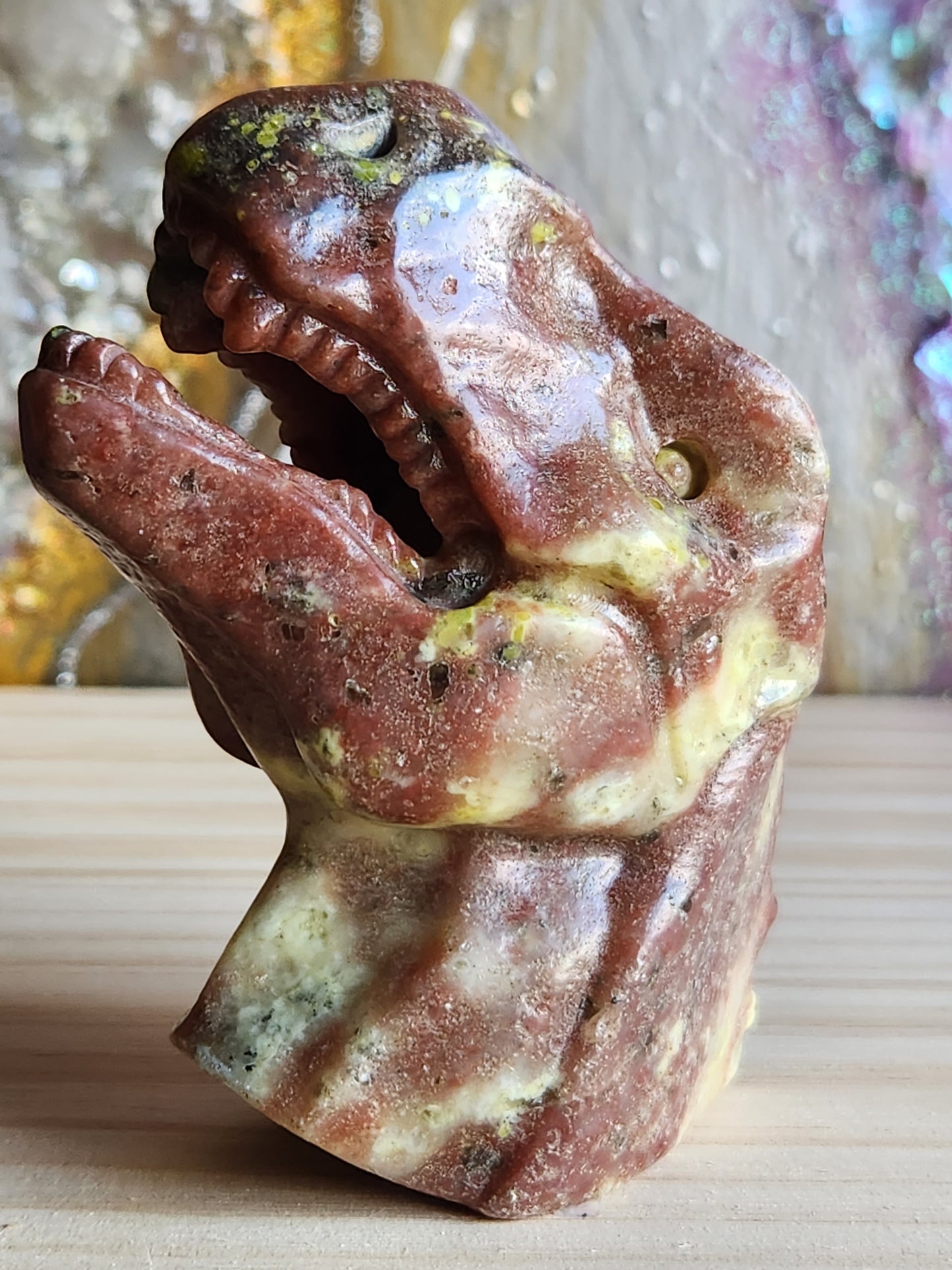 Mookaite hand carved Tyrannosaurus Rex head skull  - Magical Mala Gemstone Magical Mala   