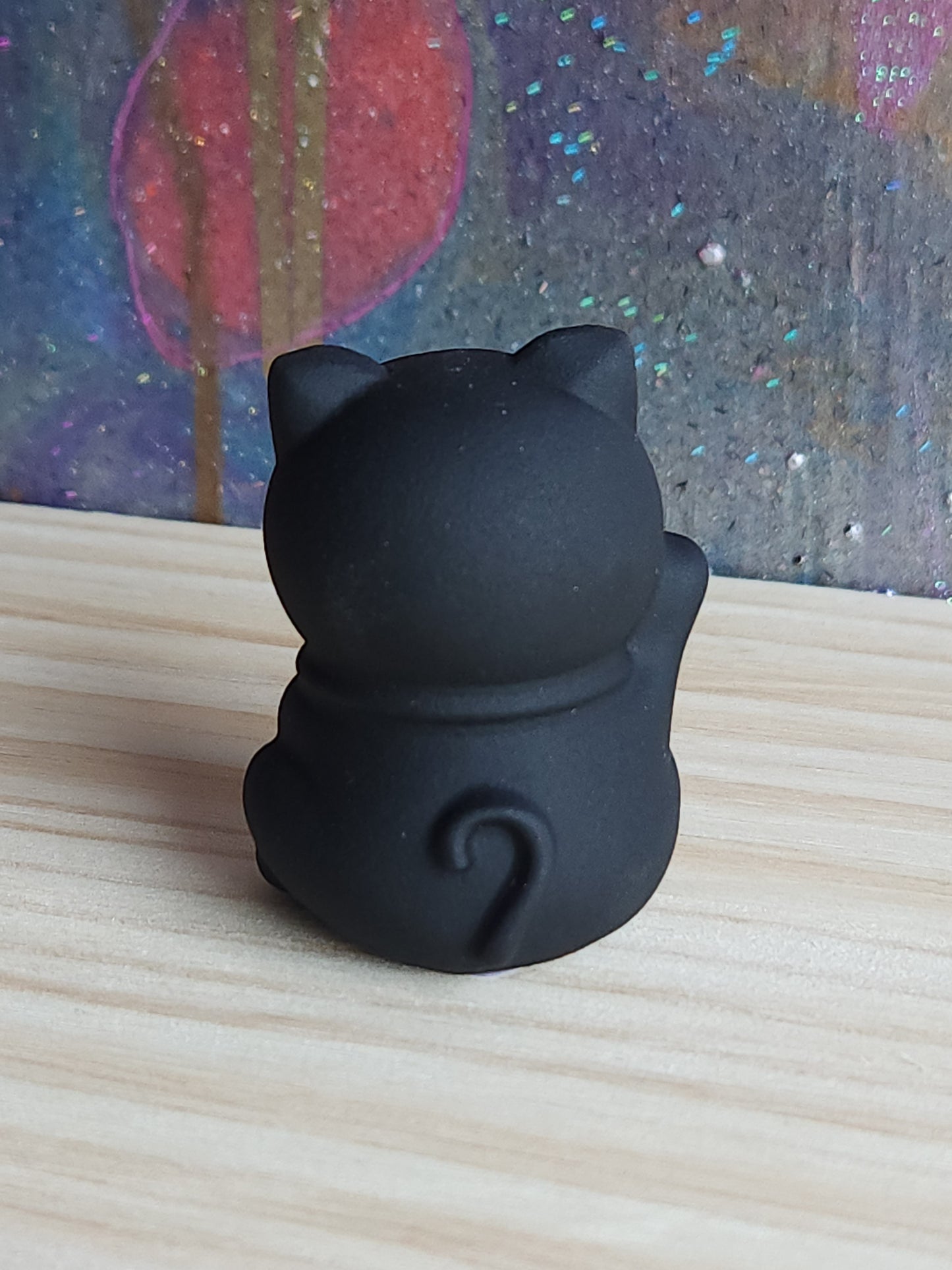 Black Onyx Hand Carved Happy Cat - Magical Mala  Magical Mala   