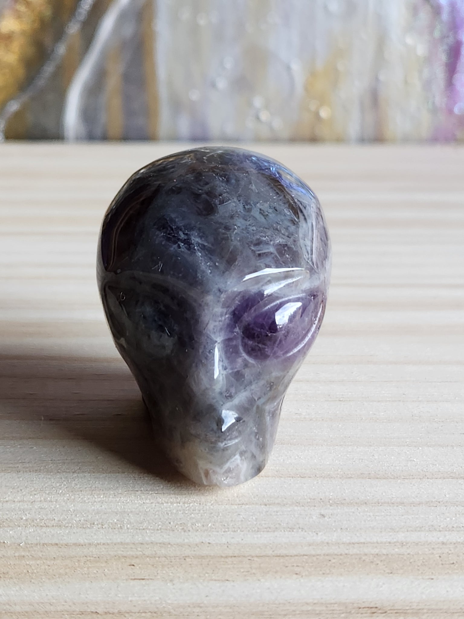 Amethyst Hand Carved Alien Head - Magical Mala Gemstone Magical Mala   