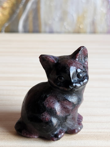 Garnet Hand Carved Cat - Magical Mala  Magical Mala   