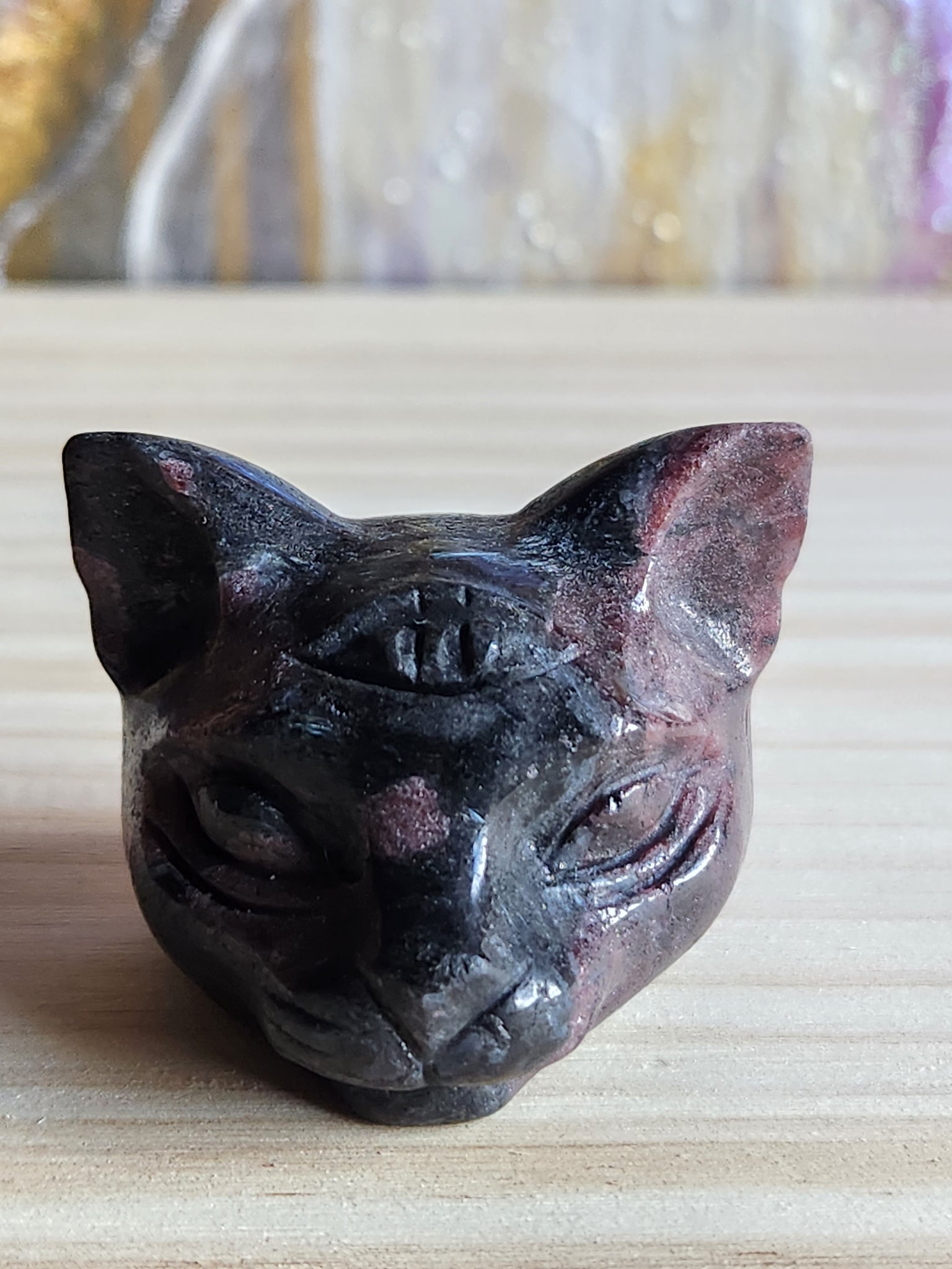 Garnet Hand Carved Third Eye Cat - Magical Mala  Magical Mala   