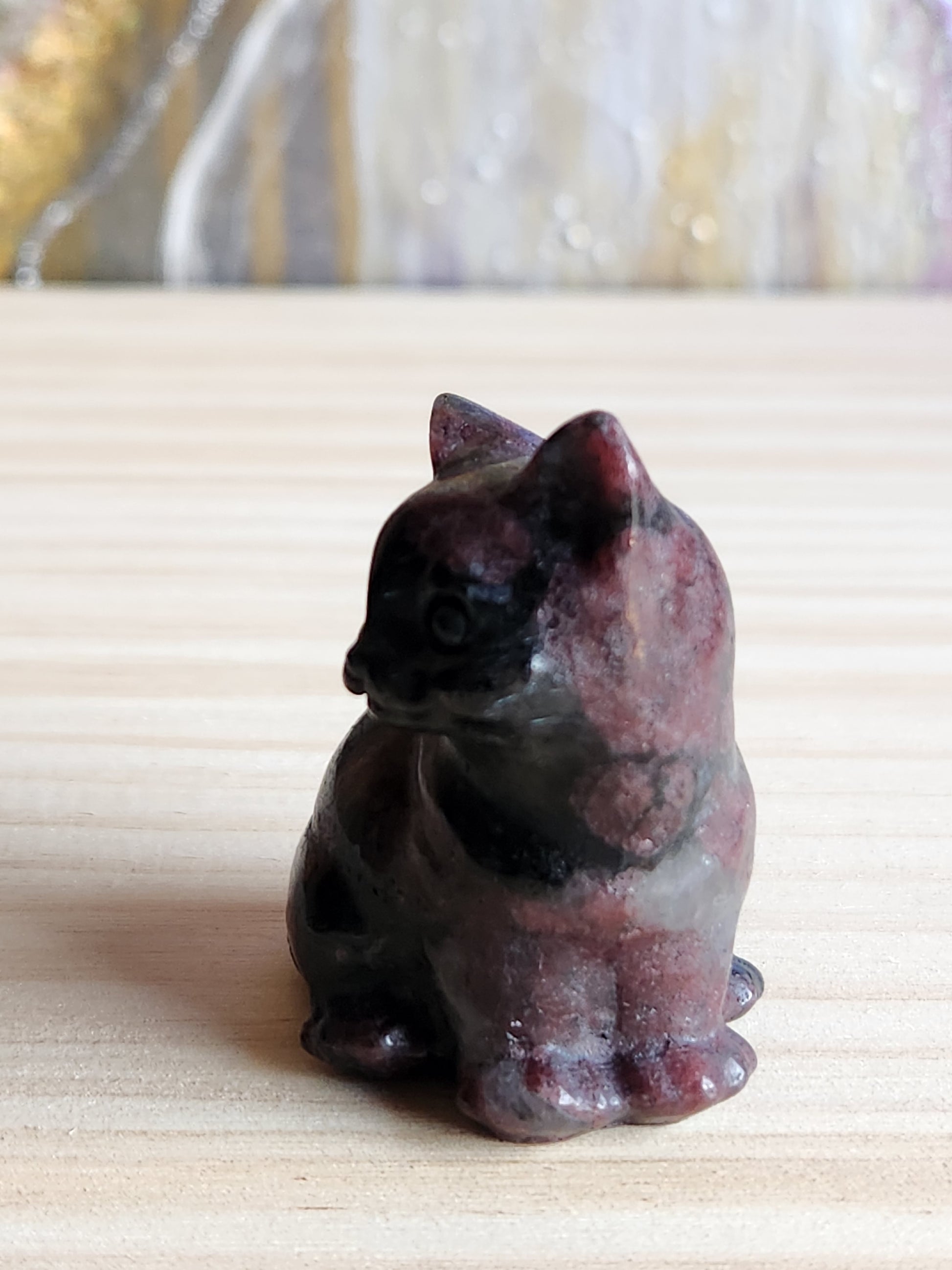 Garnet Hand Carved Cat - Magical Mala  Magical Mala   