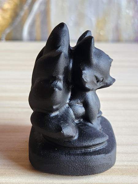 Black Onyx Hand Carved Nine Tailed Fox - Magical Mala  Magical Mala   