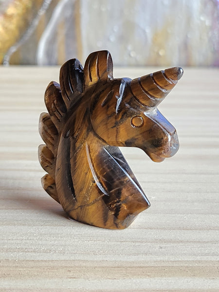 Tigers Eye Hand Carved Unicorn - Magical Mala Gemstone Magical Mala   