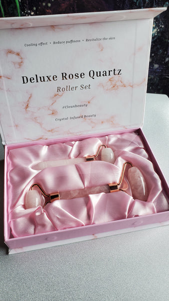Deluxe Rose Quartz Roller Set  Magical Mala   