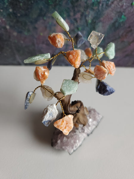 Small Mixed Gemstone Tree with Amethyst Base Home & Garden Magical Mala   