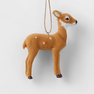 Faux Fur Female Deer Christmas Ornament, Brown, White Spots Ornament Magical Mala   