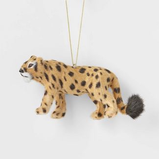 Faux Fur Leopard Christmas Ornament, Brown, Black Spots Ornament Magical Mala   